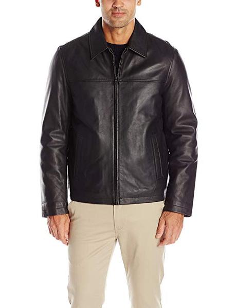Best High-quality: Tommy Hilfiger Men's Smooth Lamb Leather Laydown Collar Open Bottom Jacket