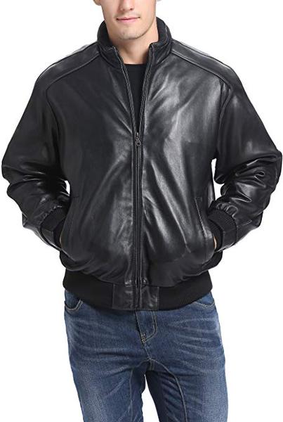 Best Lambskin Leather: BGSD Men's Black Lambskin Leather Bomber Jacket