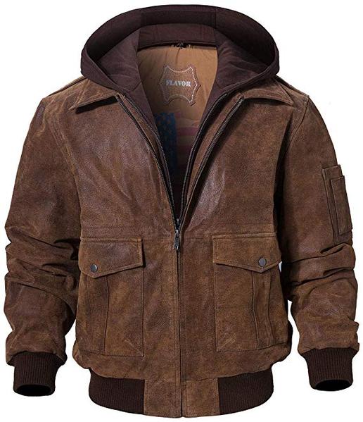 Best Retro: FLAVOR Men's Leather Flight Bomber Jacket