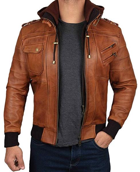 Best Shape: Blingsoul Genuine Leather Bomber Jacket for Men