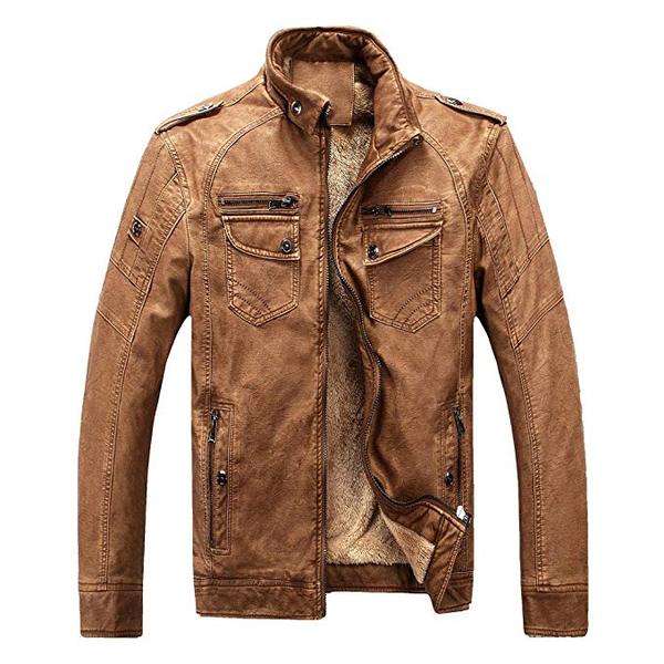 Best Cool: YIMANIE Men's Vintage Stand Collar Cool Pu Leather Bomber Jacket